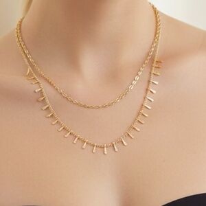 Two layer, gold tone, necklace, dainty, and sweet